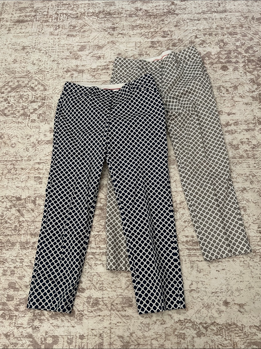 Zac & Rachel Navy and Gray Patterned Cropped Pants, size 8, NWOT